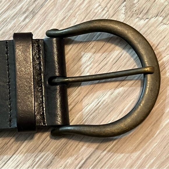 Vtg New Ralph Lauren wide leather belt Tooled Braid Brass buckle Boho Western L - Picture 10 of 16